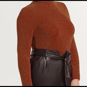 Long Sleeve Mock neck Lurex top